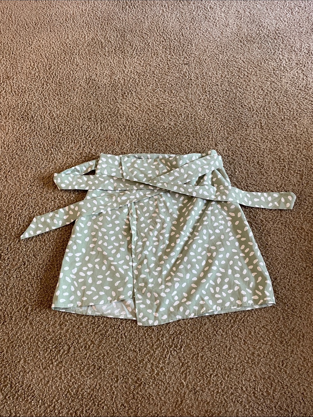 Women's Sage Green Printed Wrap Skirt with Waist Tie